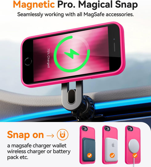 CANSHN Magnetic Case for iPhone SE 2022/iPhone SE 2020/iPhone 8, Built in Magnets Compatible with MagSafe, Translucent Matte Back Phone Cover for ...