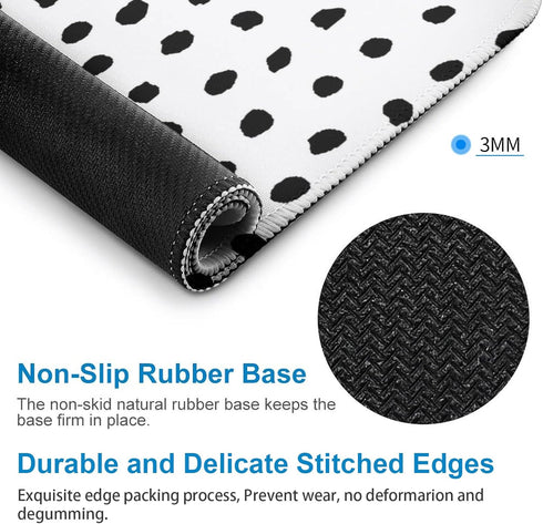Polka Dots Square Mouse Pad Boho,White Small Mouse Pads for Desk Wireless Mouse,Stitched Edge Mousepad Non-Slip Rubber Base Gaming Mouse Mat for C...