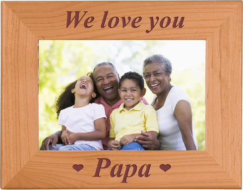 CustomGiftsNow We Love You Papa - Engraved Wood Picture Frame (4x6 Horizontal)...