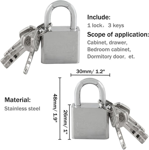 4 Inch Door lock Latch Padlock Hasp Set, 90 Degree Latch Lock with Screws and Padlock Stainless Steel Safety Right Angle Padlock Hasp Locking Latc...