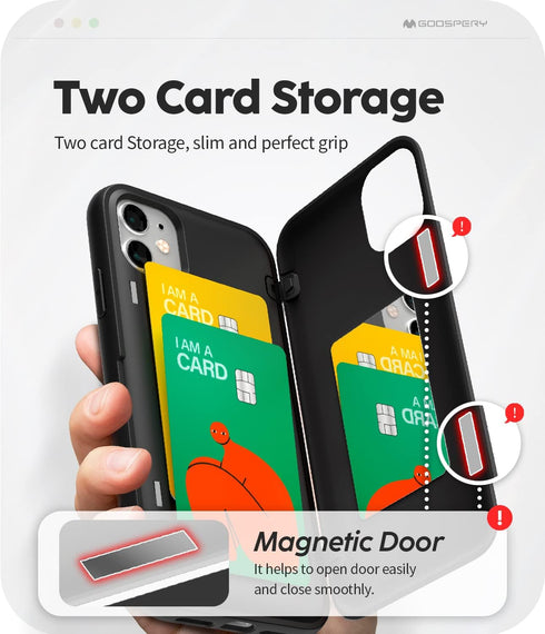 GOOSPERY Magnetic Door Bumper Compatible with iPhone 11, Wallet Case with Card Holder, Protective Dual Layer Bumper Phone Case - Black...