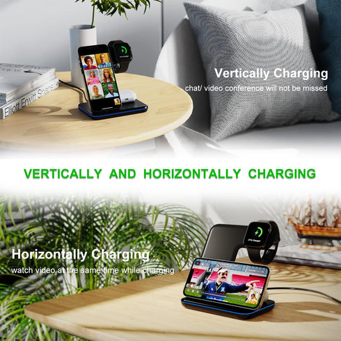 Minthouz 3 in 1 Wireless Charger, 18W Fast Wireless Charging Station for Multiple Devices Apple Watch, AirPods, Wireless Charger Stand Compatible ...