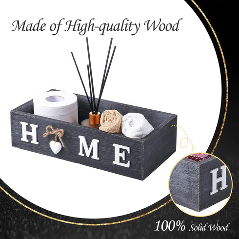 Bathroom Decor Box Toilet Paper Storage Box Bathroom Wood Tank with Home Sign Rustic Paper Holder Box Decor for Farmhouse Home Kitchen Bathroom Co...