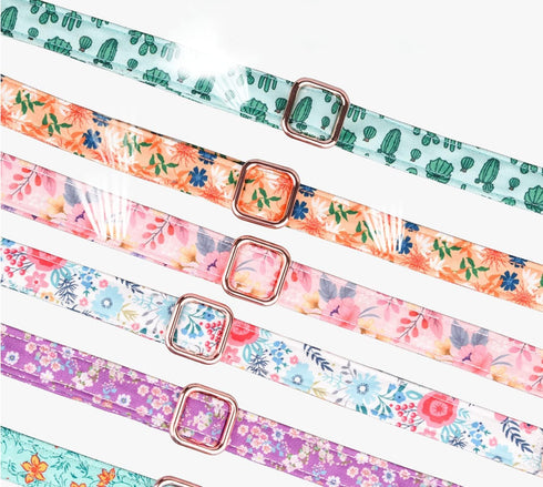 Dog Collar,Girl Dog Collar Puppy Collar Floral Pattern Dog Collar Cute Dog Collar with Detachable Rhinestone Flower for Female Dogs Small Medium L...