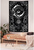 Riyidecor Gothic Vertical Goth Tapestry Wiccan Witch Wall Hanging Moon Tarot 30Wx50H Inch Goth Black White Aesthetic Floral Small Bohemian Stars M...