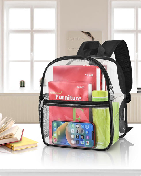 Paxiland Clear Backpack Stadium Approved 12×12×6 with Reinforced and Wider Shoulder Straps, Small Clear Bag for Schools, Concerts, Work, Festivals...