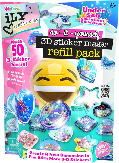 3D Sticker Maker Kit for Girls and Boys, DIY Arts and Crafts Fun for Ages 6+, Creative Toy Gift Set Includes 50+ Custom Refills- Safari Party Pack...