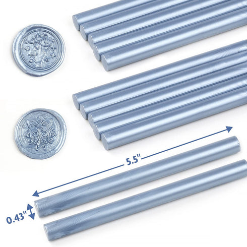 Grey Blue Wax Sealing Sticks, LONBEIIFY 10Pcs 0.43'' Glue Gun Wax Seal Sticks for Wax Seal Stamp, Sealing Wax Sticks for Wedding Invitations, Wine...