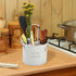 4 Compartment Kitchen Utensil Holder, 5.7 Inch Large Metal Utensil Caddy for Countertop, Utensil Crock Organizer with Removable Divider, Silverwar...