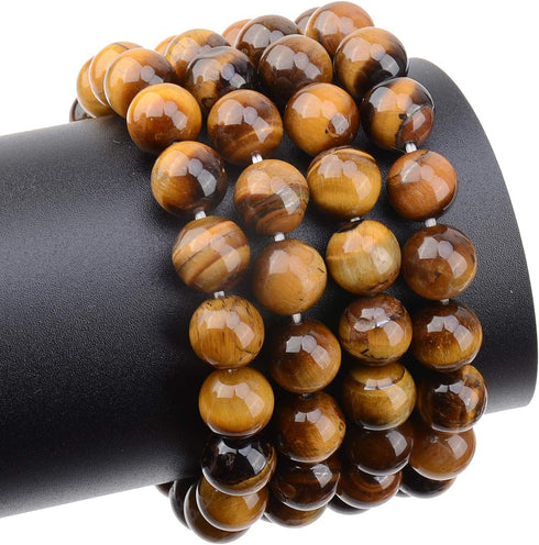 LPBeads 80Pcs Polished 10mm Round Natural Yellow Tiger Eye Gemstone Loose Beads with Stretch Cord for Jewelry Making Bracelets...