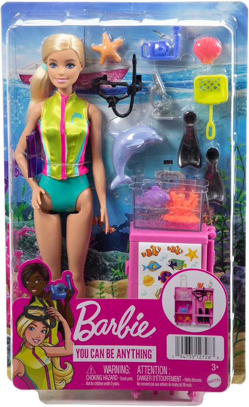Barbie Careers Playset, Mobile Lab Set with Blonde Marine Biologist Fashion Doll & 10+ Accessories, Case Opens for Storage & Travel...