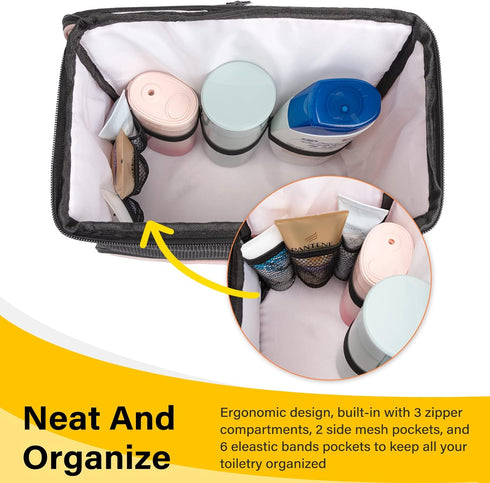 Shower Bag with Phone Pocket Holder, Extra Large Portable Hanging Mesh Shower Bathroom Tote Caddy for College Dorm, Travel, Gym, Camping, Quick Dr...