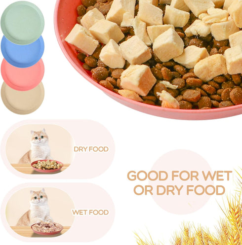 8 Pieces Whisker Fatigue Cat Bowl, 6 Inch Shallow Cat Food Dish Wide Cat Wet Feeding Bowls, Wheat Straw Pet Plate for Kittens and Short Legged Cat...