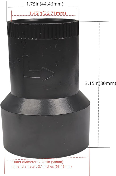 2 1/4 inch port hose adapter is suitable for hoses with a diameter of 27 millimeters and is compatible with desktop saws with a 2 1/4 inch port de...