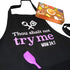 Cooking Apron for Mom with Spatula and Gift Box, Funny Kitchen Apron with 3 Pockets, Mom Gift, Cute Apron, Mother's Day Gift (Thou Shalt Not Try M...