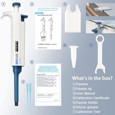 ONiLAB Single Channel Pipettors Adjustable Volume Micro Pipettes, 0.1-2.5?l (7010101001)...