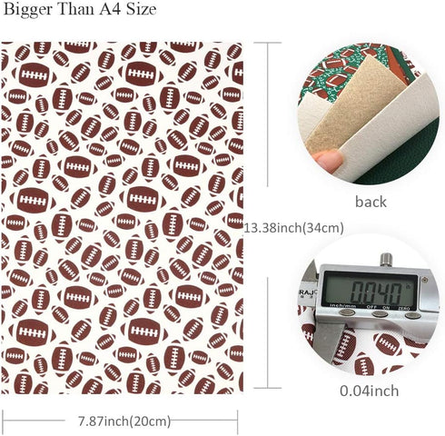 Football Soccer Ball Printed Faux Leather Sheet PU Textured Grain Leather Sheet Assorted 6 PCS 7.9" x 13.4" (20 cm x 34 cm) for Hair Accessories D...