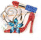 Lip Stick and High Heel Brooch for Women's Fashion Crystal Brooch Pin...
