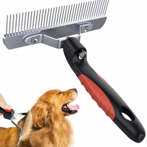 Undercoat Rake for Dogs, Dog Rake Brush Long Tooth Grooming Rakes Brush with Anti-Slip Handle - Dog Brushes for Grooming Long Hair Pets - Husky Ge...