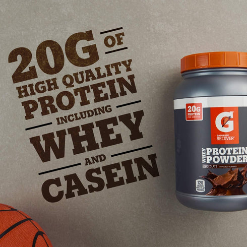 Gatorade Whey Protein Powder, Chocolate, 22.4 Ounce (20 servings per canister, 20 grams of protein per serving)...