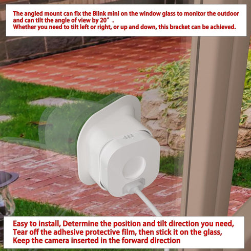 (Pack of 2 Angled Window Mount Bracket for Blink Mini, 20 Degrees Tilt (Up/Down/Left/Right), Get Tilt Viewing Angle (Not Compatible with Blink Min...