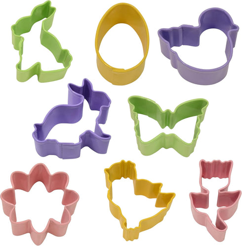 R&M International Mini Easter Cookie Cutters, Butterfly, Egg, Daisy, Duckling, Tulip, 2 Bunnies, Chick, 8-Piece Set...