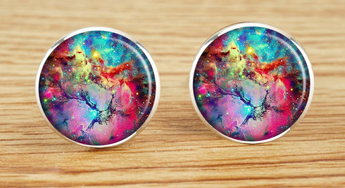 Custom Classic Jewelry Tuxedo Shirt Sliver Cufflinks Men's Unique Business Wedding Gifts (Nebula Galaxy Cool)...