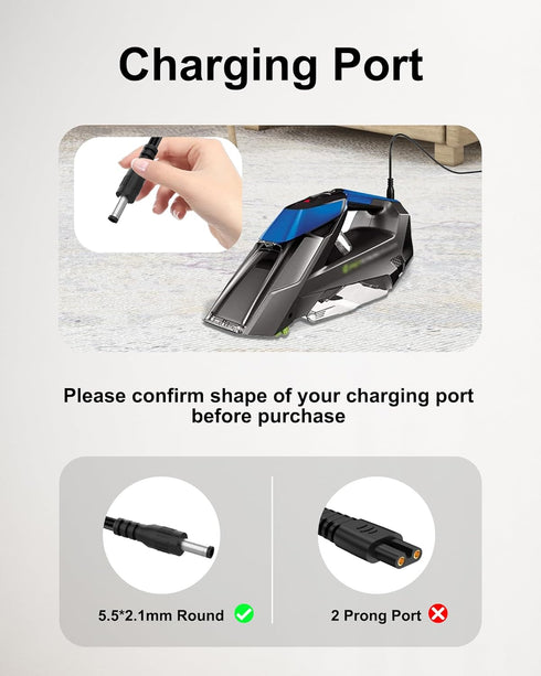 Charger for Bissell Pet Stain Eraser, Charging Cord for Bissell Cordless Portable Carpet Cleaner 2054 2002 20037 20028 2002Q 2003 2003A 2164A P/N ...