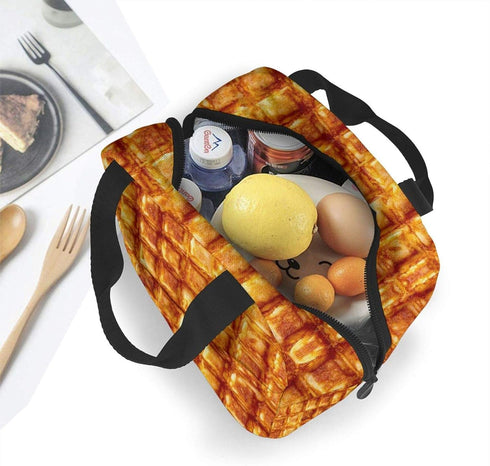 Waffle Pattern Insulated Lunch Bags for Women Cooler Tote Bag with Front Pocket Lunch Box Reusable Lunch Bag for Men Adults Work Hiking Picnic......