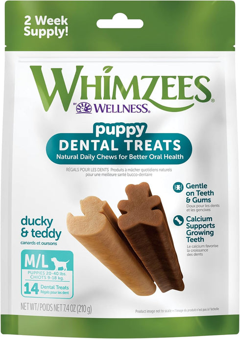 Whimzees by Wellness Dental Treats for Puppies, Natural, Grain Free, Helps to Clean Teeth, Freshen Breath, Reduce Tartar & Plaque, Longer Lasting ...