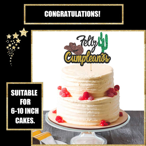Black Glitter Feliz Cumpleaños Cake Topper - Spanish Happy Birthday Cake Topper - Adults/Teen's Birthday Party Decorations...