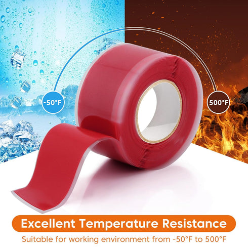 2 Rolls Self Fusing Silicone Tape - 1in(W) X 10ft(L) Waterproof Tape, Water Leak Seal Tape, Rescue Tape, Plumbing Hose Repair Tape, Rubber Tape fo...