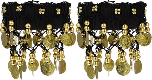 Gadpiparty Costume Jewelry 2pcs Belly Dance Ankle Bracelet with Coins Belly Dance Anklet Jewelry Anklet Chiffon Wrist Cuff for Belly Dance Costume...