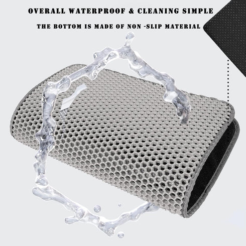 HCY&WLD Cat Litter Mat, 45x26/35x24/30x22/24x18 Inch Double Layer Cat Litter Box Mat, EVA Non-Slip, Waterproof Urine Proof Cat Litter Catcher Mat,...