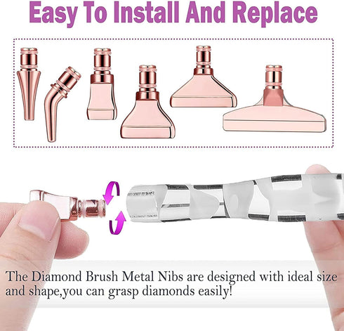 Heyseri 14pcs Diamond Painting Pen, Diamond Art Accessories and Tools Ergonomic Diamond Art Pens Exquisite Metal Diamond Painting Tips and 6 Glue ...