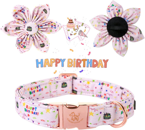 Elegant little tail Birthday Dog Collar, Cute Detachable Dog Collar with Flower, Gift Pet Collar Adjustable Dog Collar for Small Dog...