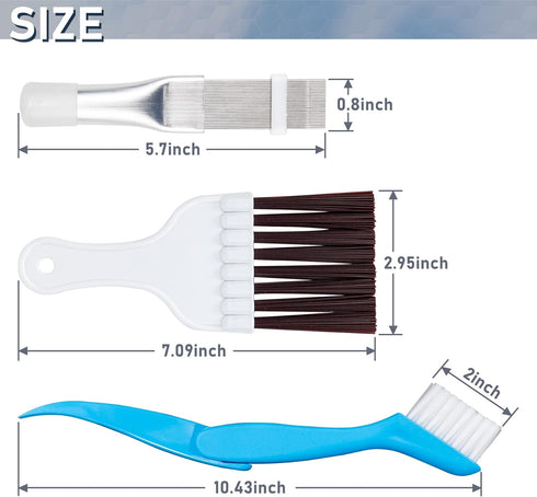 3 Pcs Air Conditioner Condenser Fin Cleaning Brush, Includes Stainless Steel Straighten Coil Comb Brush, Refrigerator Coil Cleaner Brush and Whisk...