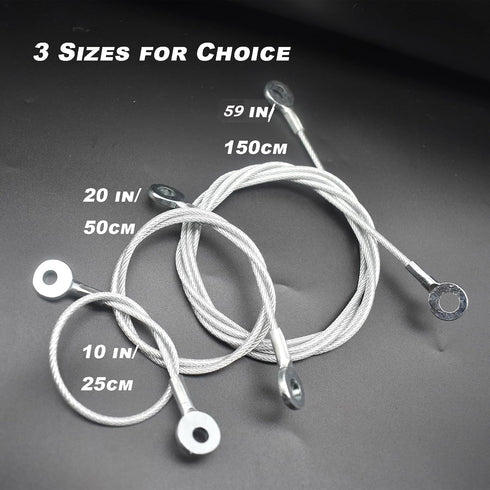 10 pcs 10 inch (25cm) 3mm Thickness Galvanized Steel Wire Cable Eyelets Ended Short Rope Lanyard Safety Tether Chain Lock with Vinyl Coated Cover ...