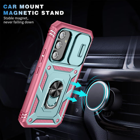 Case for Galaxy A54 5G, Slide Lens Protective Case Shockproof Impact Resistant with Kickstand Cover Case for Samsung Galaxy A54 5G (Pink Green)...