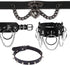 4Pcs Halloween Cool Steampunk Heart Shaped Rock Rivet PU Leather Choker Collar Necklace Punk Leather Necklaces Gothic Collar Necklace Halloween Co...