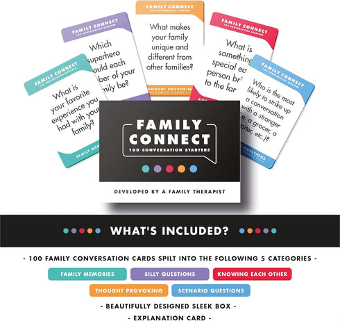 100 Family Conversation Cards - Developed by a Licensed Therapist - Fun Family Games for Kids & Adults - Get to Know Each Other Better & Strengthe...