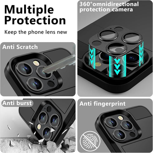 Vofolen Case Compatible with iPhone 15 Pro Max with Card Holder+Screen Protector+Camera Cover, Dual Layer Shockproof Protective Hidden Card Slot S...