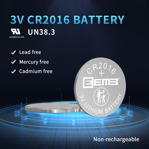 EEMB 10-Pack CR2016 Battery CR2016 3V Lithium Battery Button Coin 2016 Batteries ECR2016 DL2016 LM2016 for Watches, Calculators, Garage Door Opene...