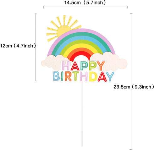1Pc Colorful Rainbow Cake Topper/Cake Flags/Cake Picks - Include Cute Cloud/Sun Kids Child Happy Birthday Baby Shower Party Baking Decoration Supp...