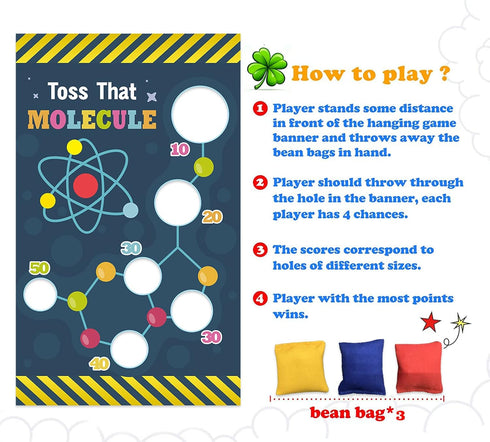 Science Toss Games Banner Backdrop Chemistry Toss that Molecule Theme Decor Decorations for School Science Laboratory Lab Science Classroom Boy Gi...