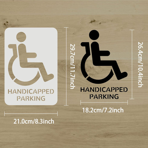 FINGERINSPIRE Handicap Stencil Template 11.7x8.3 inch Plastic Handicap Painting Stencil Handicap Symbol with Handicapped Parking Word Reusable DIY...