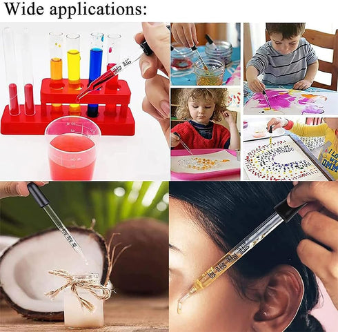 Eye Dropper Set for Essential Oils,8Pcs Pipettes Dropper with Black Rubber Head, Calibrated Thick Glass Medicine Dropping Pipettes, 1ml Dropper Me...