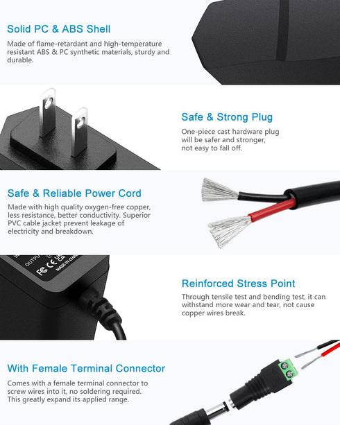 ALITOVE 5V 1A Power Supply 100-240V AC to DC 5V Power Cord 5 Volt 1A 5W AC/DC Power Adapter Converter with 5.5X 2.5mm 2.1mm Tip for LED Light Spea...