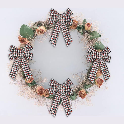 Hying 2 PCS Valentine's Day Bows for Wreath, Valentines Wreath Bows Black White Buffalo Plaid Bows Glitter Red Heart Bow Burlap Gift Bows for Fron...
