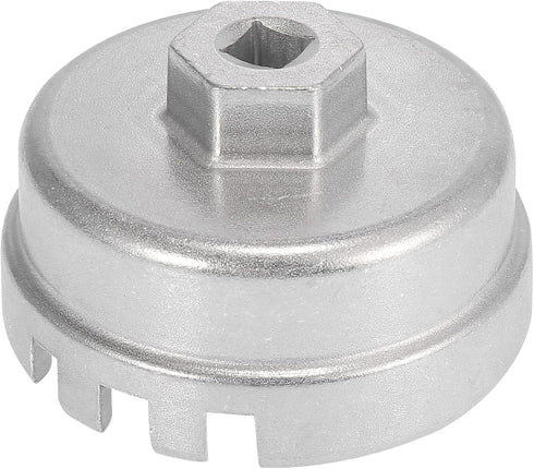 X AUTOHAUX Oil Filter Cap Wrench 14 Flutes 6 Slots 64.5mm Oil Filter Cap Removal Tool for Toyota Camry RAV4 Highlander 2.5L-5.7L Engine Silver Ton...